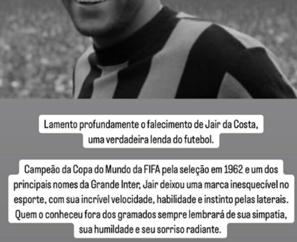Foto colorida de Gianni Infantino lamento a morte de Jair - Metrópoles