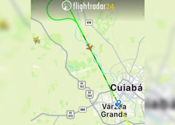 Imagem colorida, Pilotos da Gol interrompem pouso em MT por causa do clima ruim