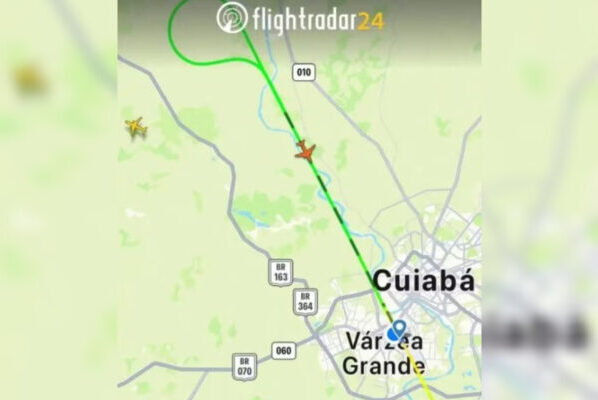 Imagem colorida, Pilotos da Gol interrompem pouso em MT por causa do clima ruim